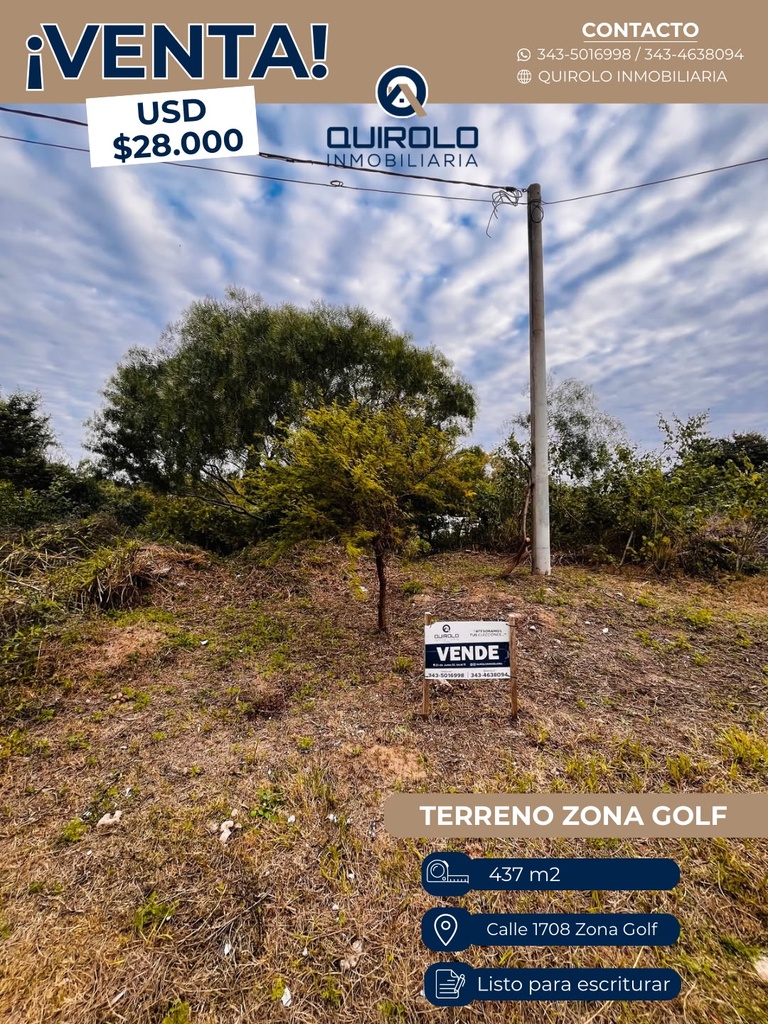 EXCLUSIVO LOTE EN VENTA – ZONA CLUB DE GOLF